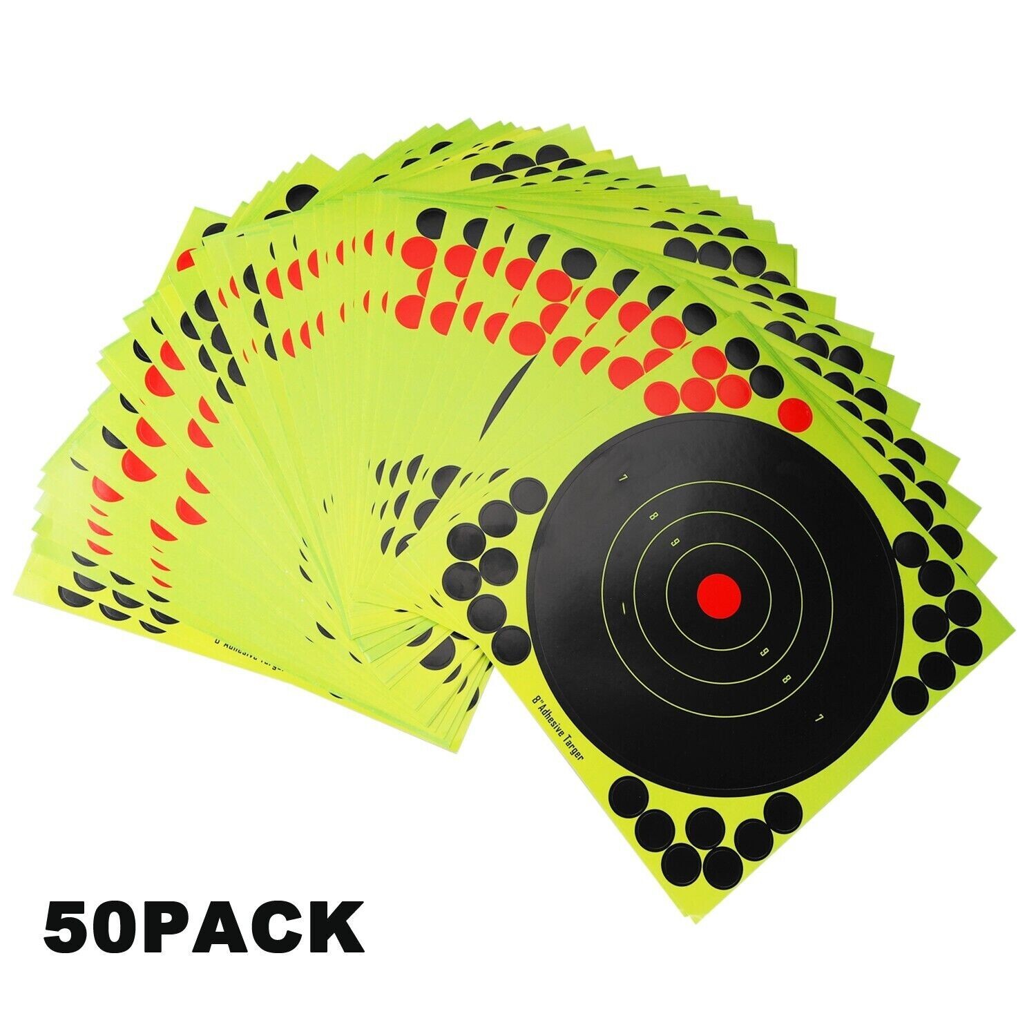 50Pcs Reactive Targets Range Paper -Bright Green Self-Adhesive Shooting Stickers