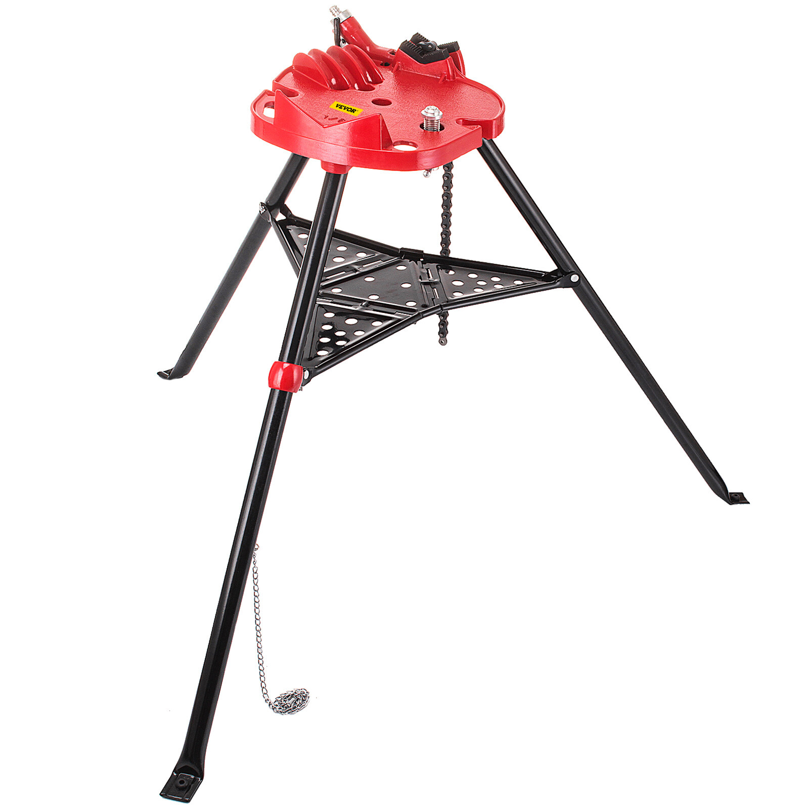 VEVOR 460-6 Tripod Pipe Chain Vise 6" Capacity Foldable Steel Legs w/ Tool Tray