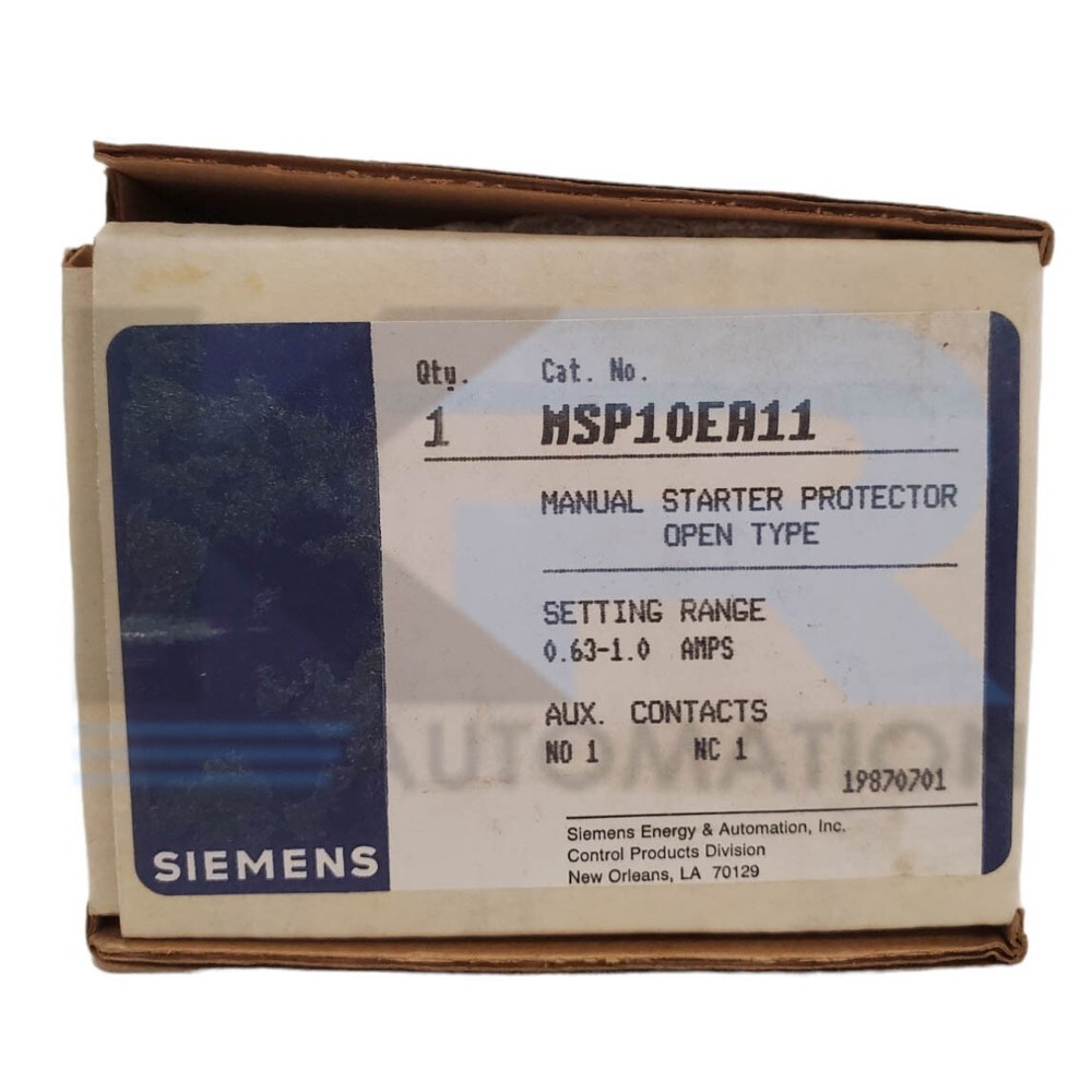 NEW Siemens MSP10EA11 Manual Starter Protector Open Type 0.36-1A