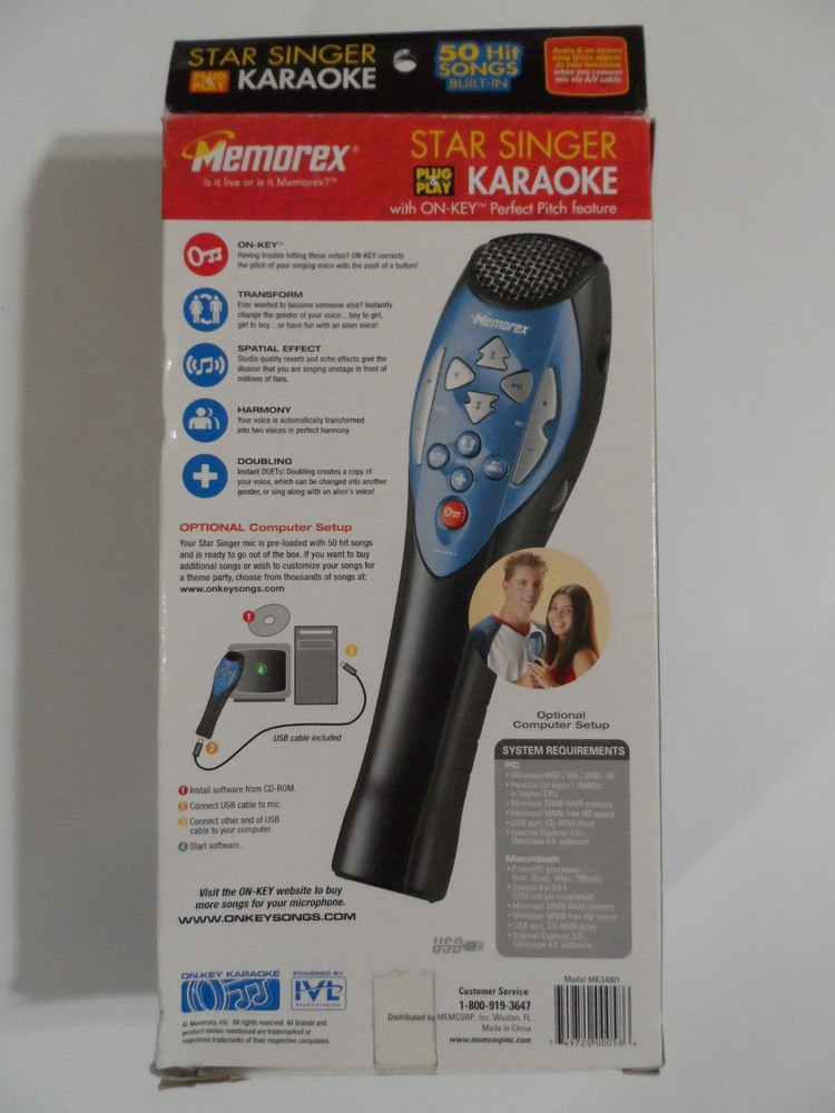 Memorex Star Singer Plug & Play Karaoke Microphone