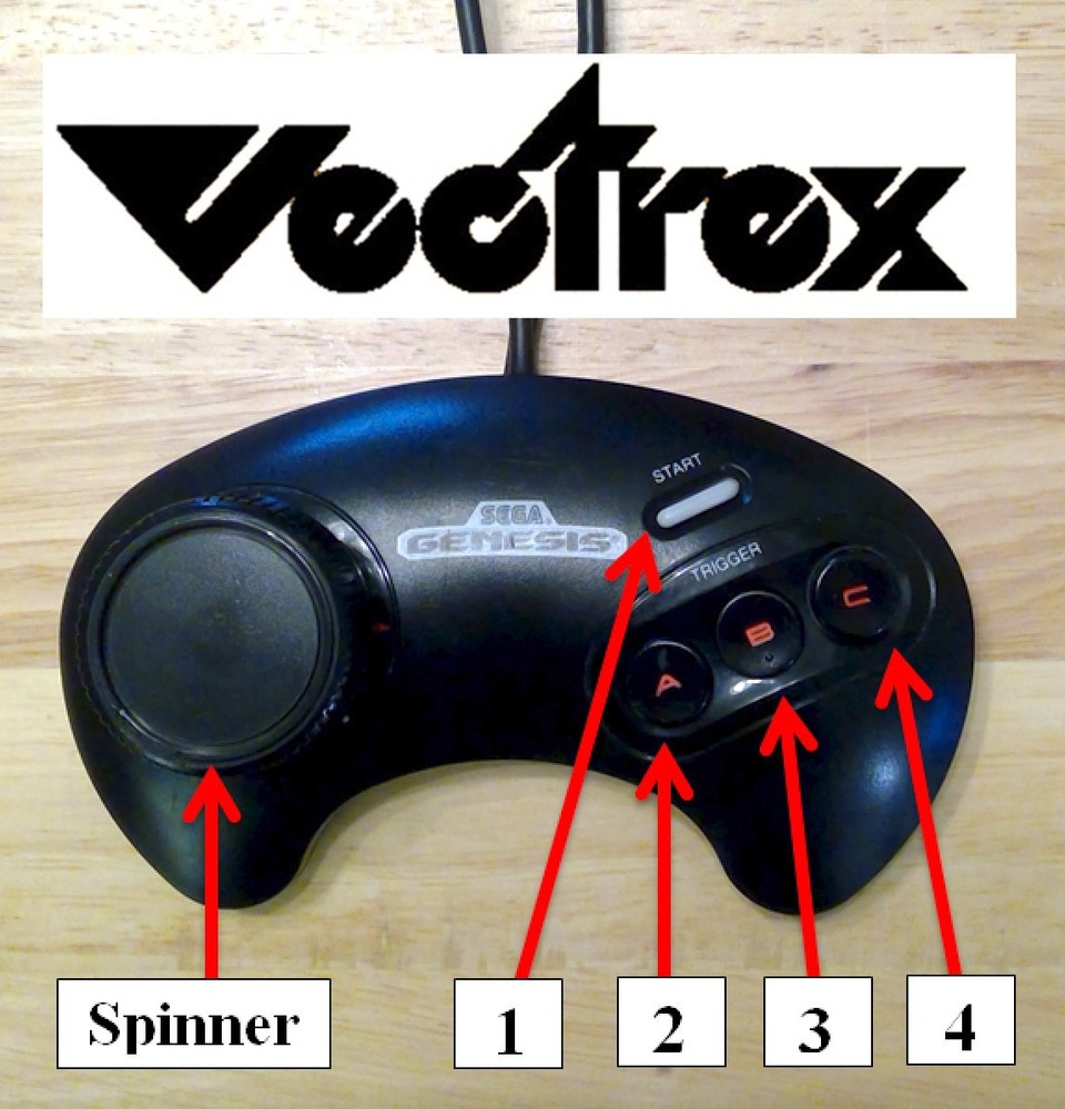 Vectrex Hydra SEGA Genesis Modded Controller Spinner Joystick Control Panel Mod