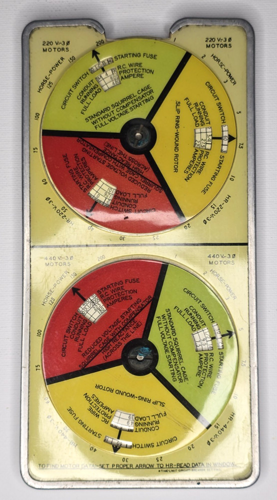 1931 Square D Motor Data Wire Calculator Diamond Electrical Mfg
