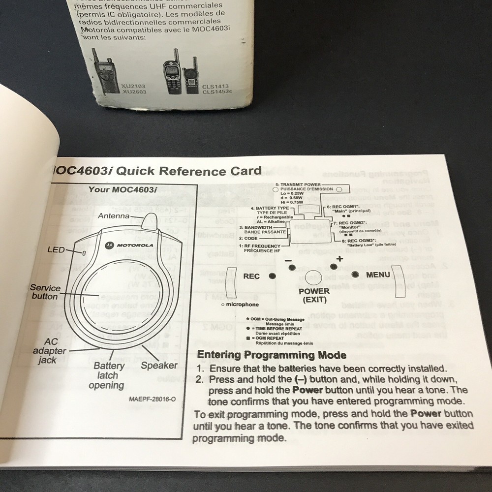 Motorola MOC4603i Wireless Message Alert Unit Radio Help Request Button