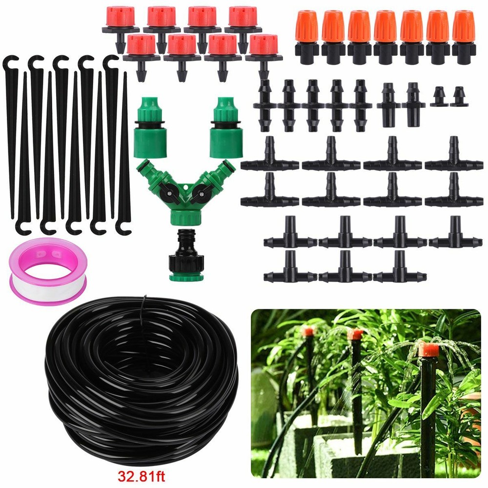100FT 50FT Auto Drip Irrigation System Kit Timer Micro Sprinkler Garden Watering