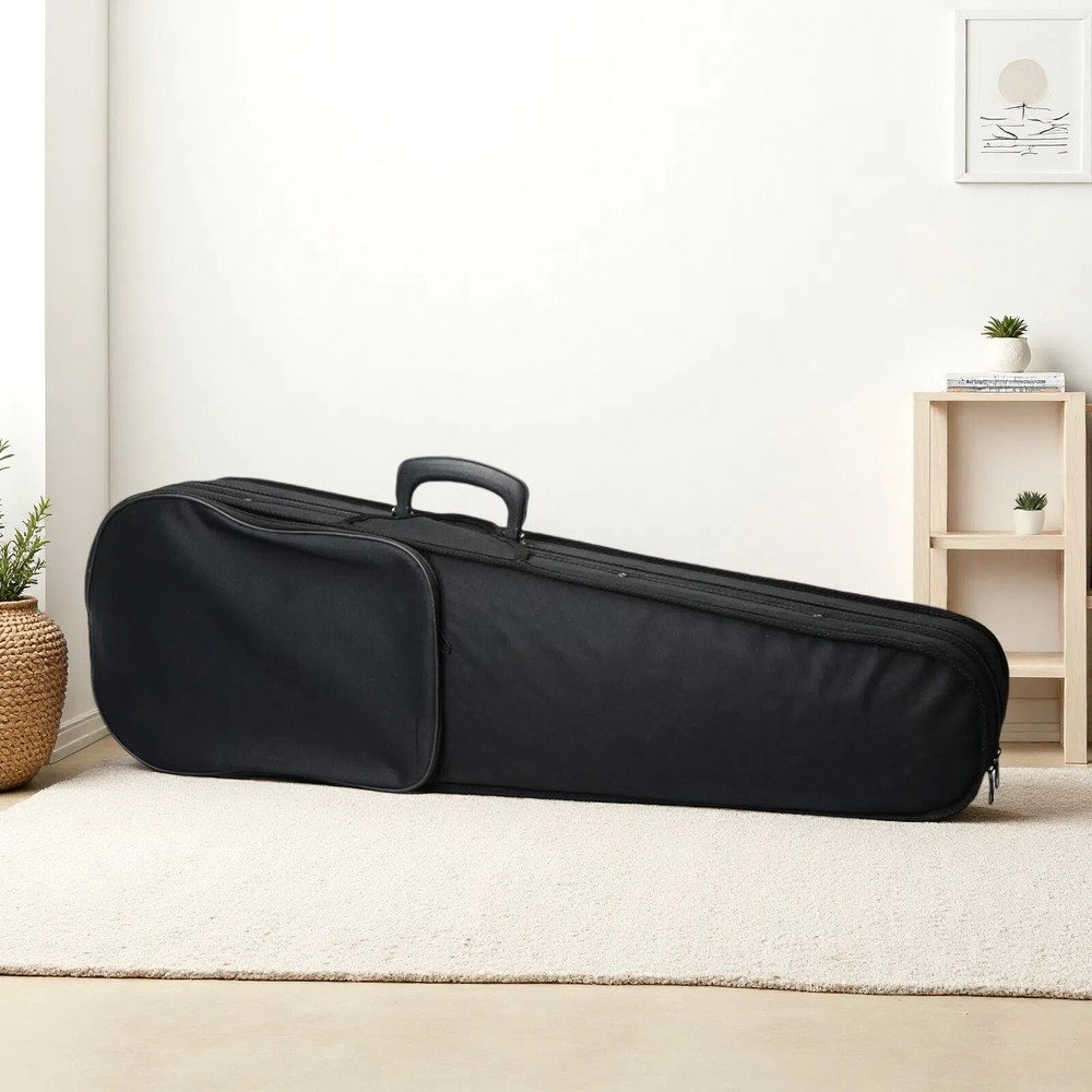 Black Violin Case - 4/4, Beige Interior, Triangle & Durable Cloth Fluff