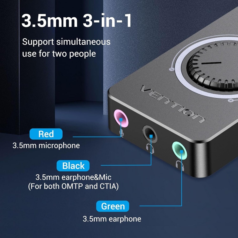 VENTION USB Sound Card, External Stereo Card with Volume Three Jack