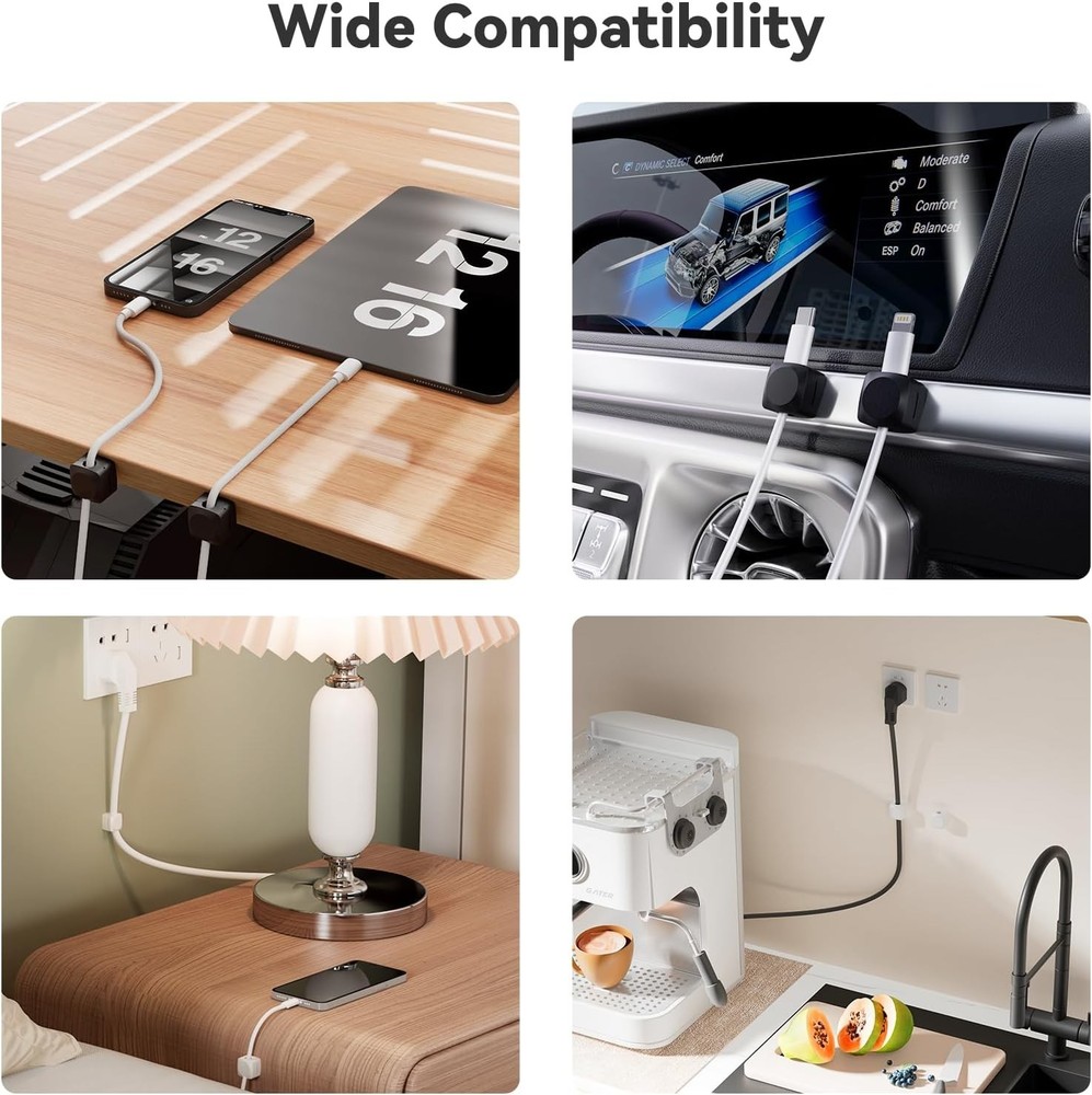 Rotatable Cord Organizer, Enhanced Spring Cable Clips, Strong Adhesive Cable ...