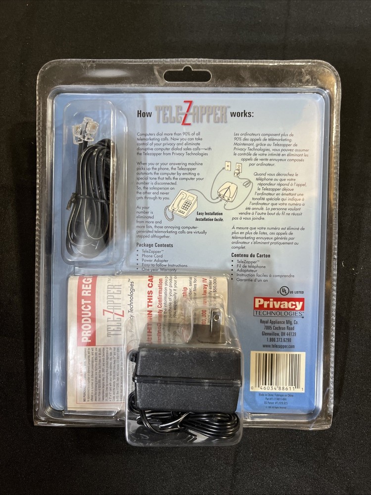 TeleZapper Telephone Call-Blocker by Privacy Technologies - New, Sealed