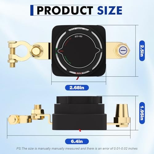 Premium Battery Disconnect Switch with High-Definition LED Voltmeter, DC 5-80V