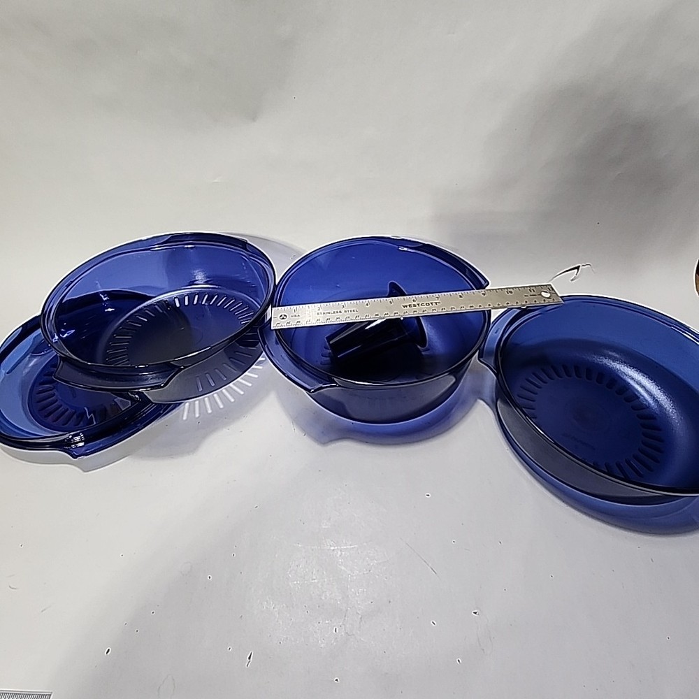 Tupperware - 5 PC Microwave 3 QT. Stack Cooker Steamer Blue