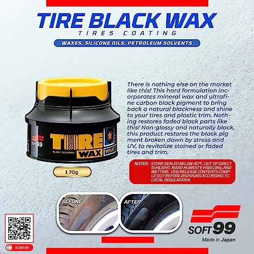 SOFT99 Tire Black Wax 170g Solid Deep Gloss Polish 02015 Car Wheel Care Japan