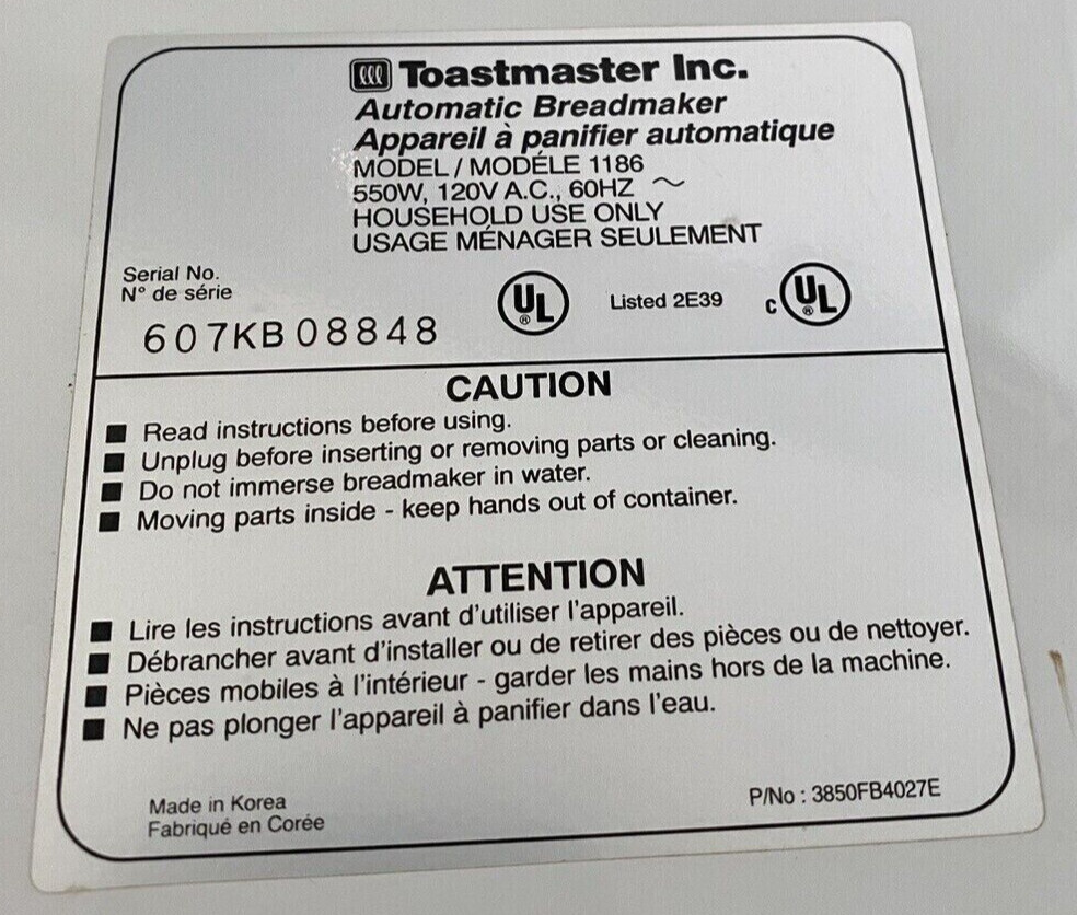 Bearing for Toastmaster Bread Maker Pan Assembly Model 1186 only
