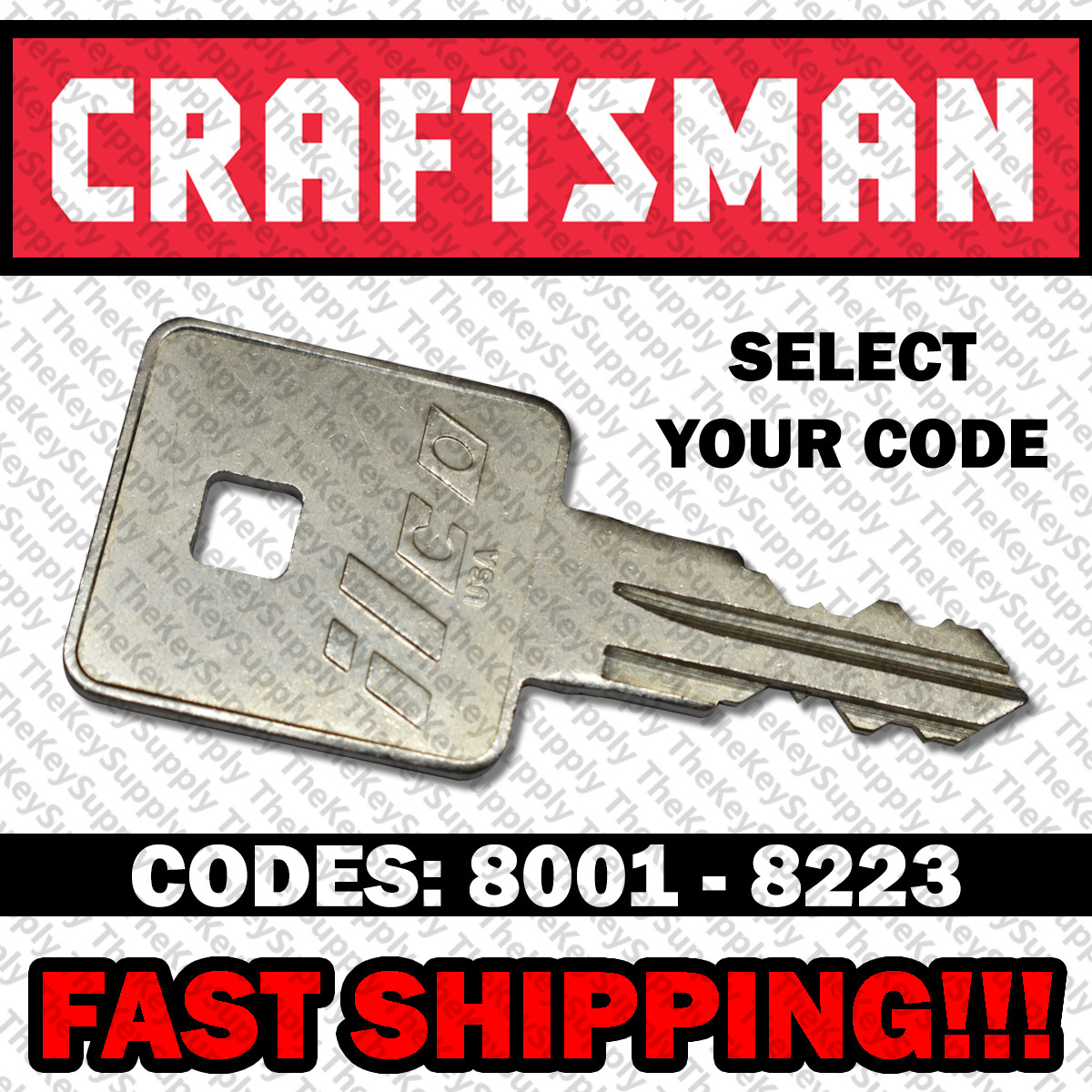 Craftsman Toolbox Replacement Key Cut to Your Code 8001 - 8223