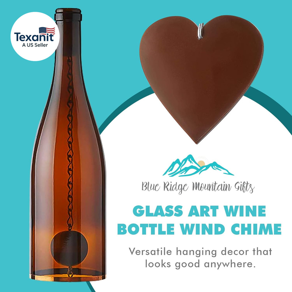 Wine Bottle Wind Chime - Wind Chimes for outside & inside Decor, Handcrafted Win