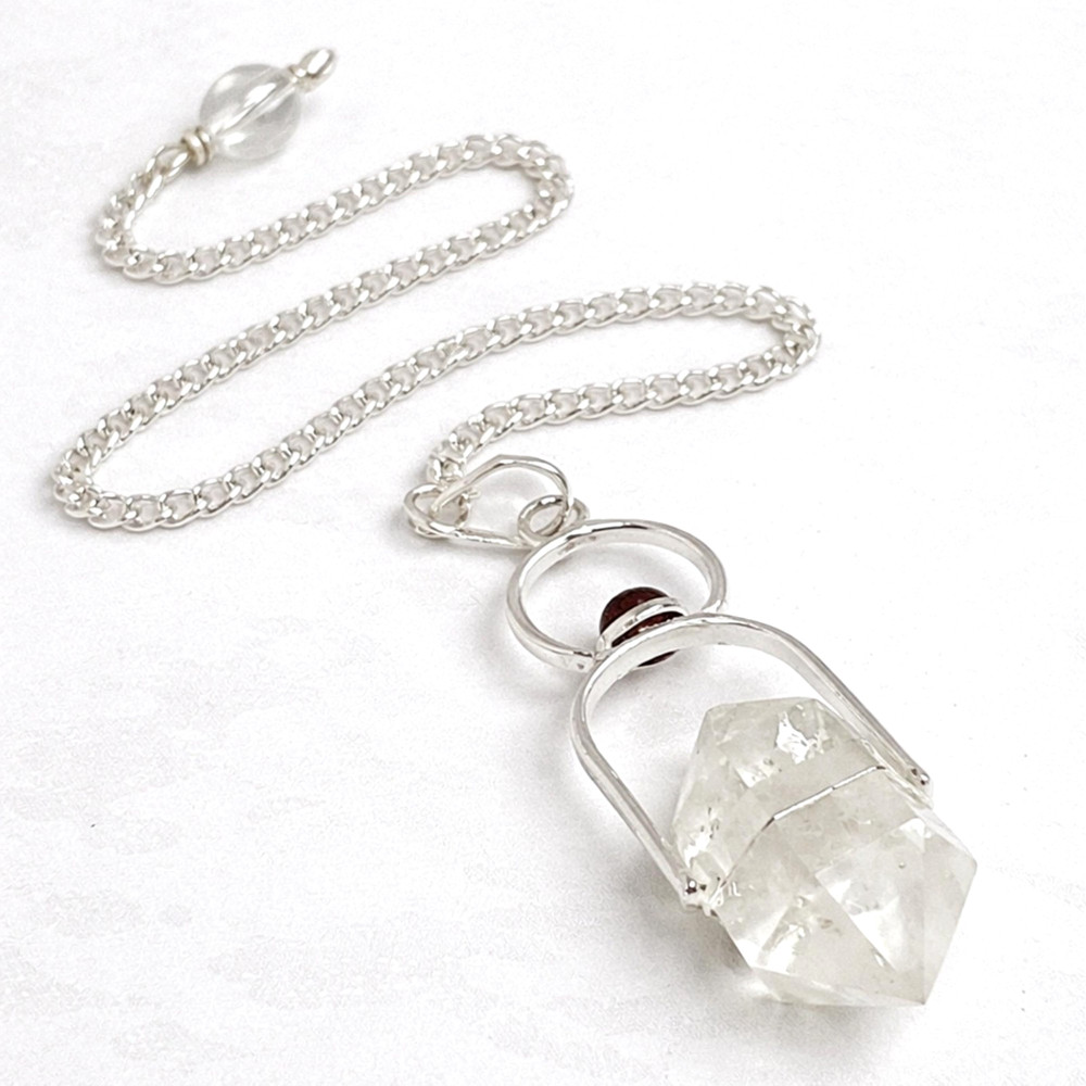 Pendulum Crystal Herkimer Diamond Garnet Double Terminated Gem Divination & Bag
