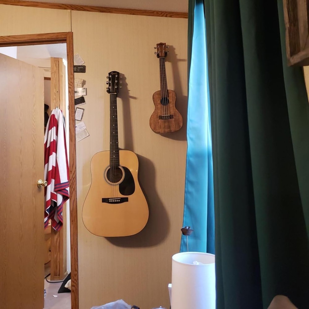 2-Pack Adjustable Guitar Wall Hanger - Stylish Mount for All Instruments