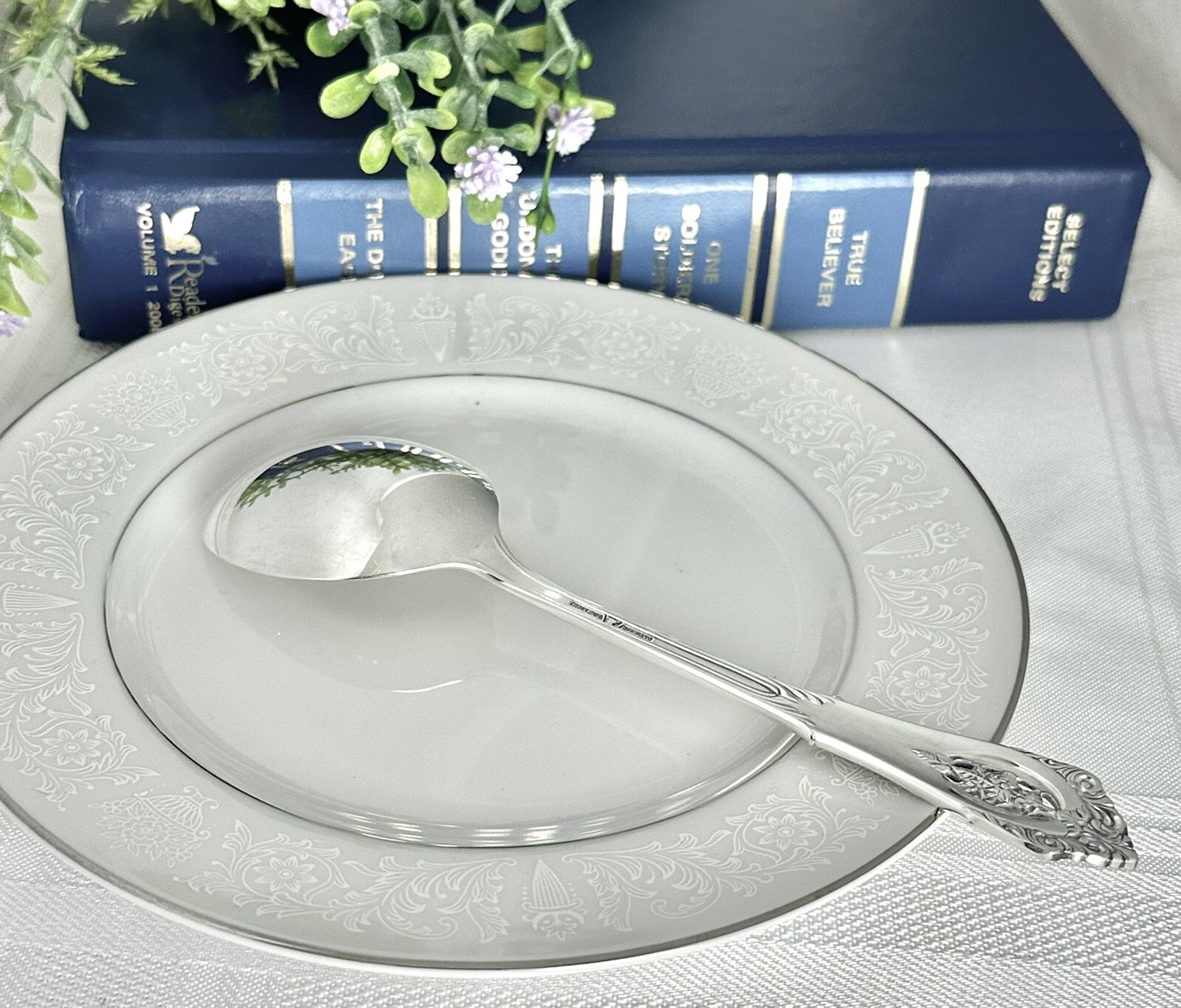 Wallace Rose Point Sterling Soup Spoon 5 7/8" Round Bowl Vintage Replacement