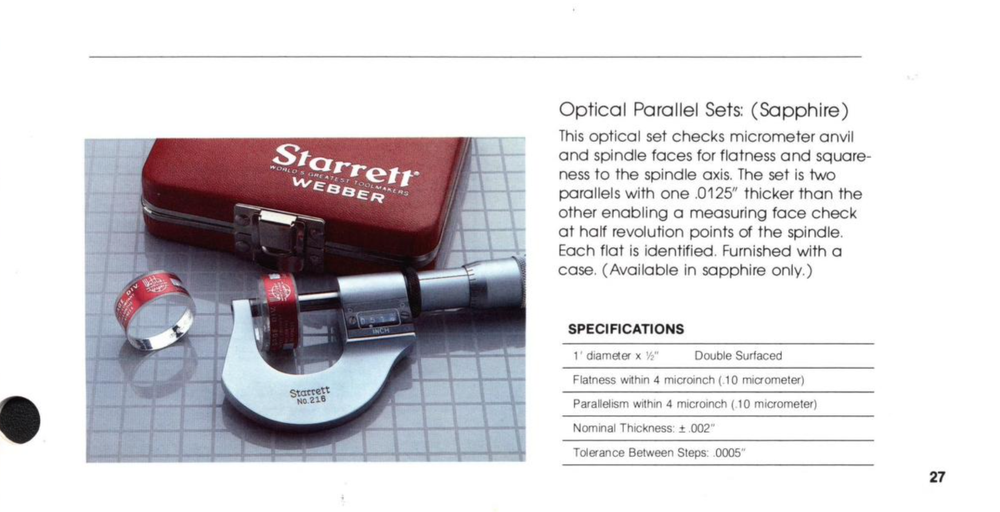 Starrett Webber 1" Optical Flats with Case PAIR Double sided G1 Sapphire