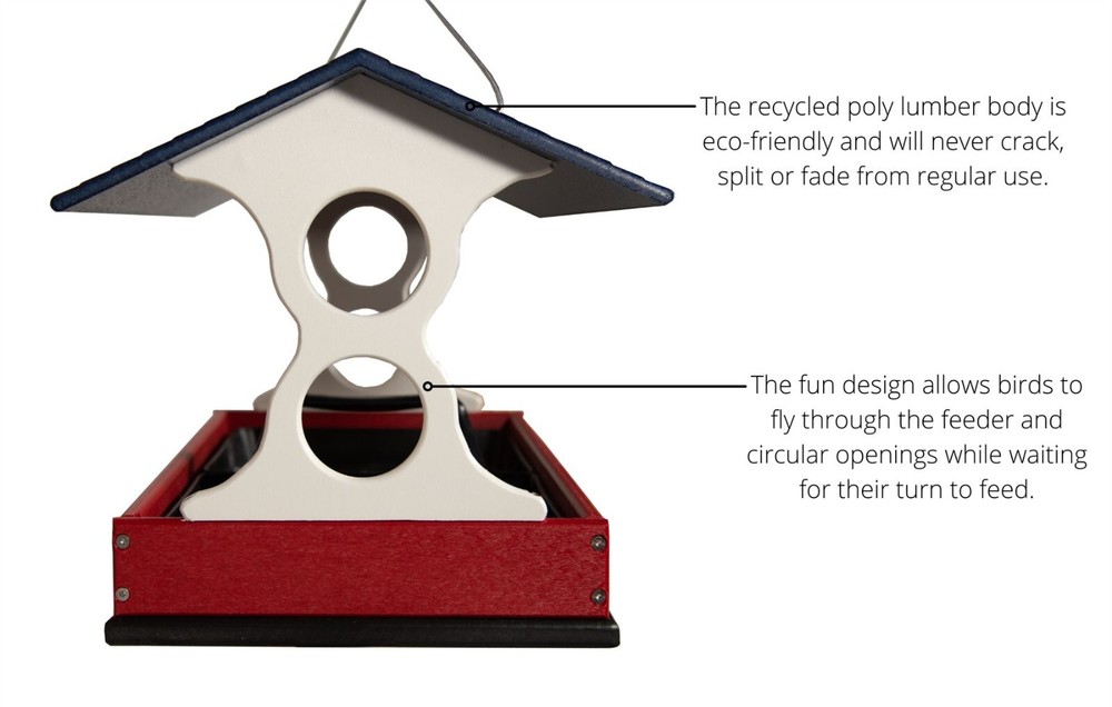 Large (Red/White/Blue) Fly Thru Bird Feeder