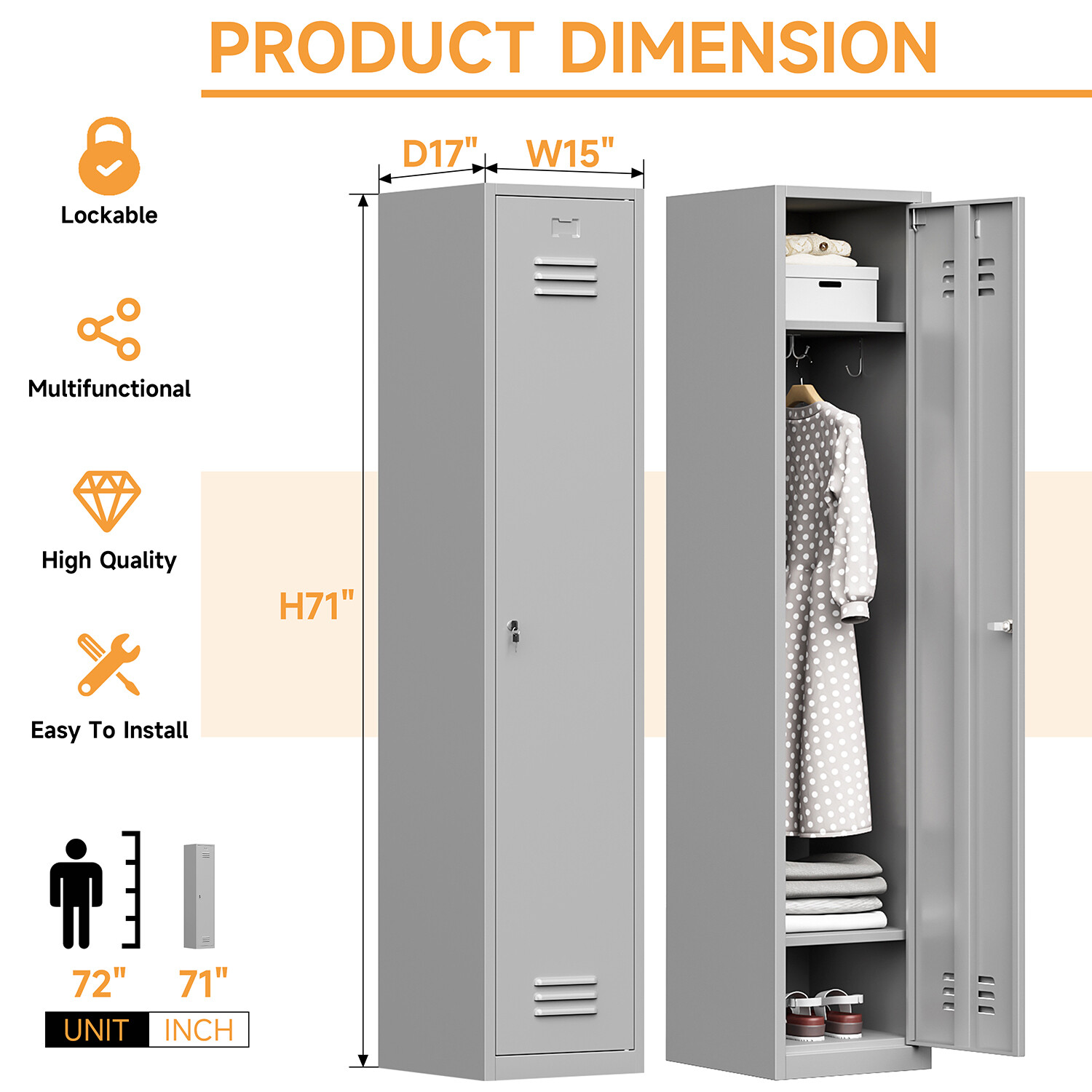 Metal Employee Lockers Metal Storage Cabinet for Home Bedroom School Office GYM