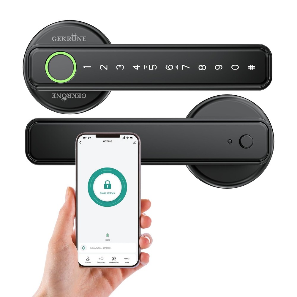 Fingerprint Smart Lever Lock TUYA APP Control Keyless Entry Bluetooth Touchsc...