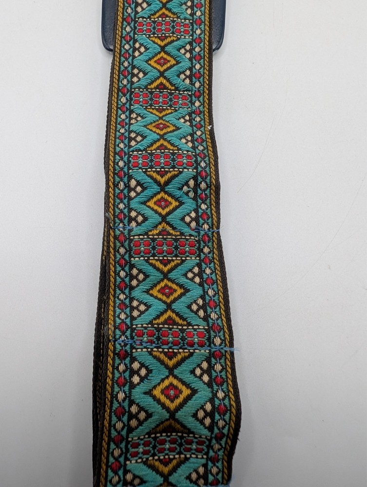 Vintage 70's Camera Neck Strap Woven Pattern Adjustable ~3ft Retro