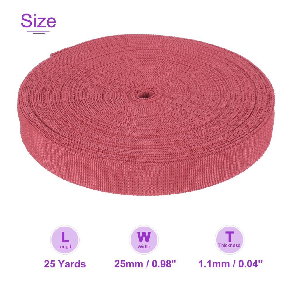 25Yard x 1" Width Nylon Webbing Strap Poly Flat Webbing Strapping Watermelon Red