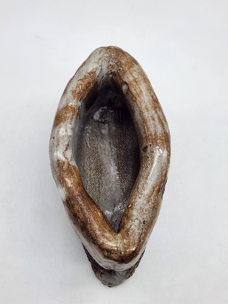 Studio Art Pottery Burlap Sack Salt Cellar