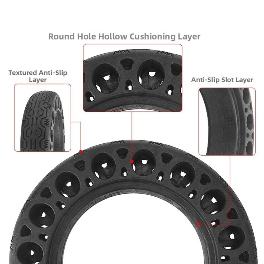 Replacement 10x2 125 Rubber Solid Tire for Electric Scooter Puncture Proof