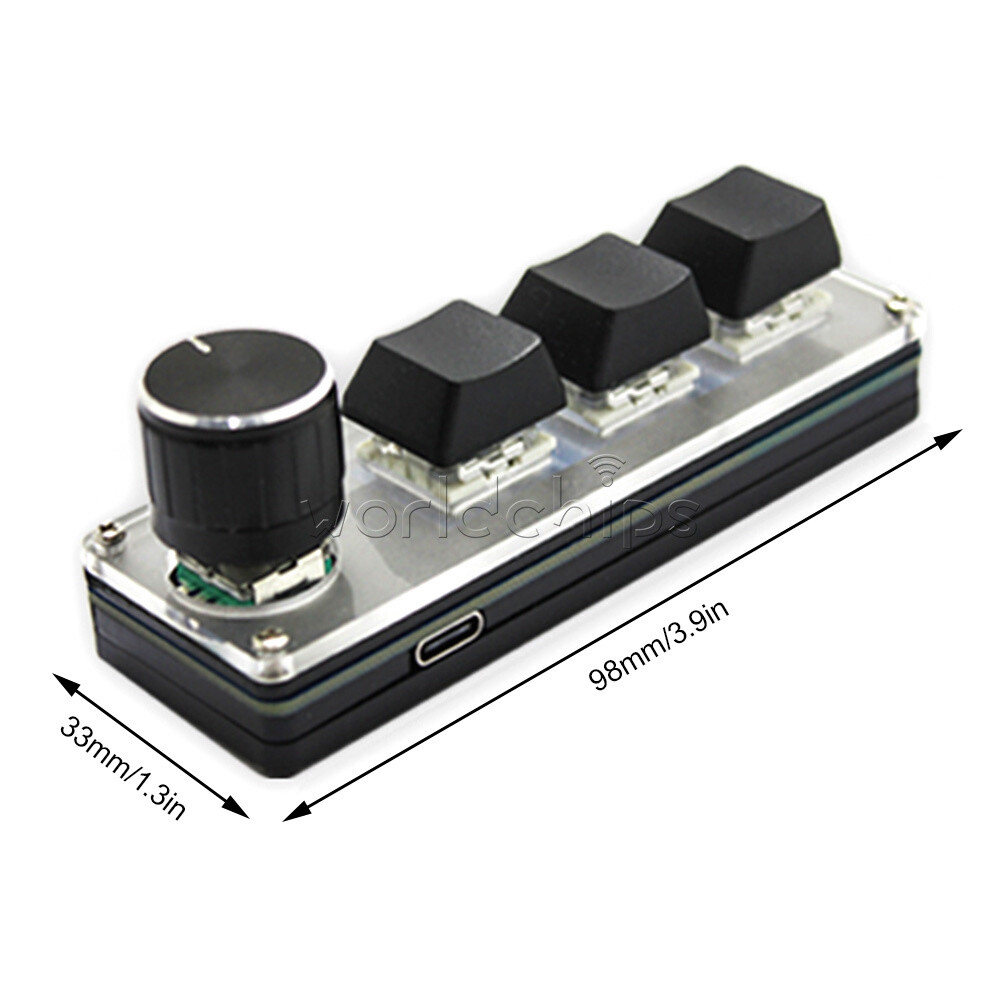 Type-c Programming Custom Knob Keyboard RGB 3 Key Copy Paste Mini Button + Cable