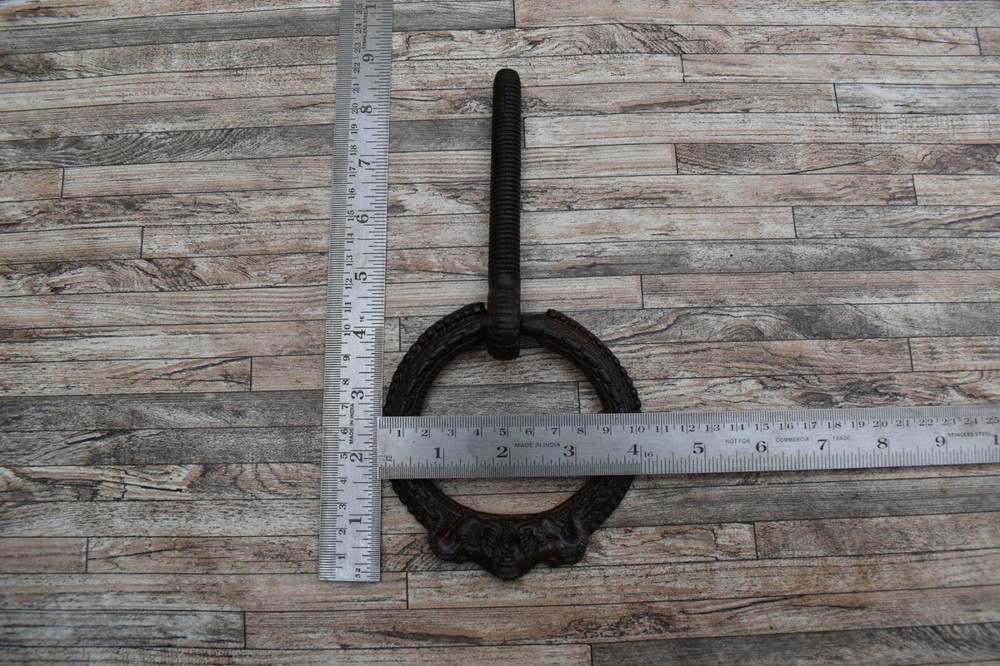 Vtg Victorian Iron Large Main Front Door Gate Farm Barn Knocker Ring Pull Handle