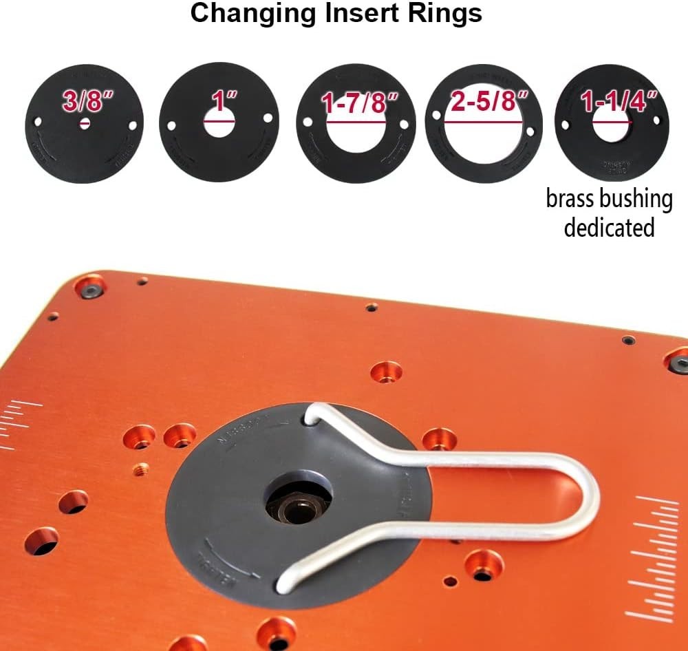 Precision Router Table Insert Plate with Insert Rings