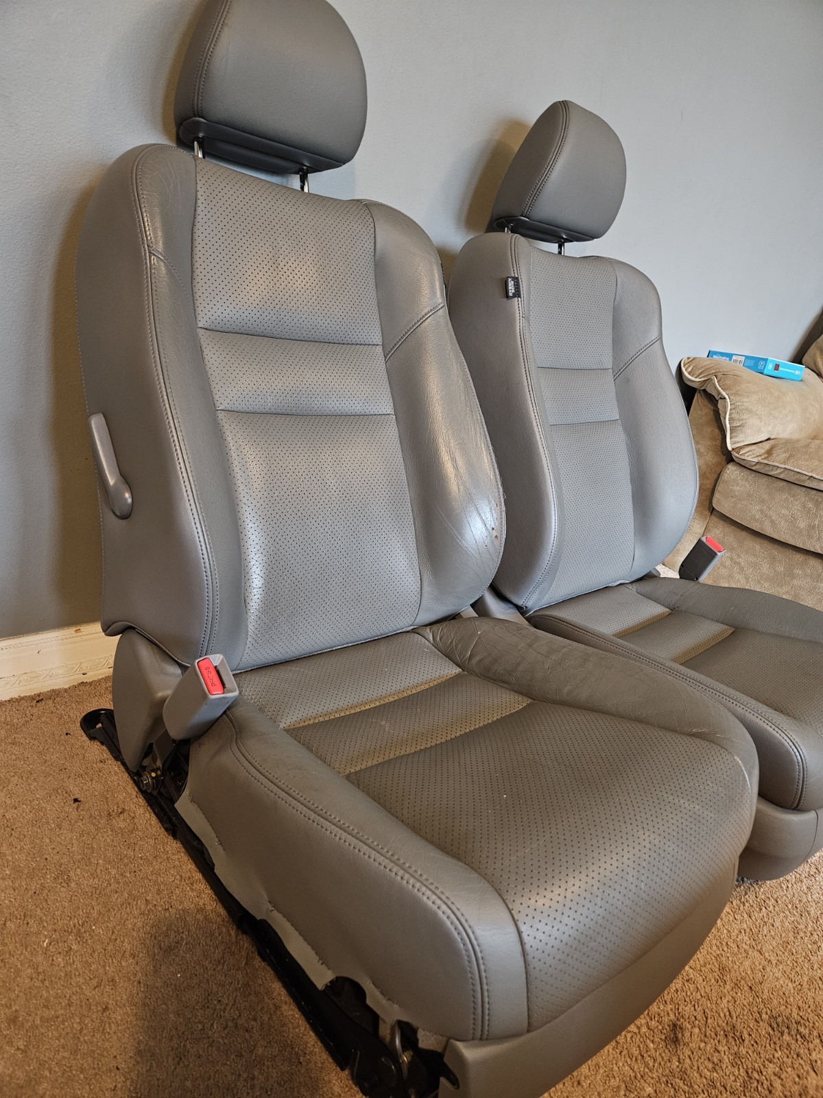 2004 2008 ACURA TSX OEM Gray Front LEATHER Seats Pair Left & Right w/ SRS