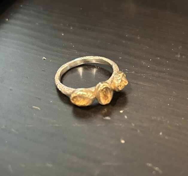 Yellow Citrine 3 Stone Ring