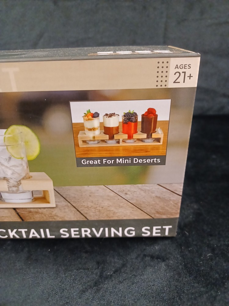NIB Elegant Solid Wood Cocktail Serving Set Meridian Point Desert Server