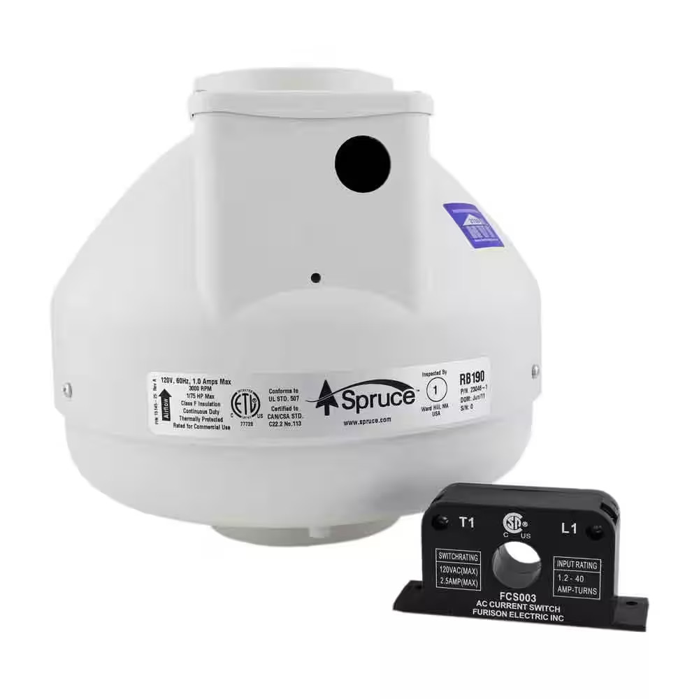 SDB190C 148 CFM 4 In. Inline Duct Boosting Fan Kit with Current Sensing Switch i