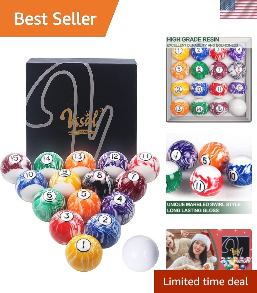 Complete 16-Piece Marble Pool Balls Set - Perfect for Competitive Play & Gifting