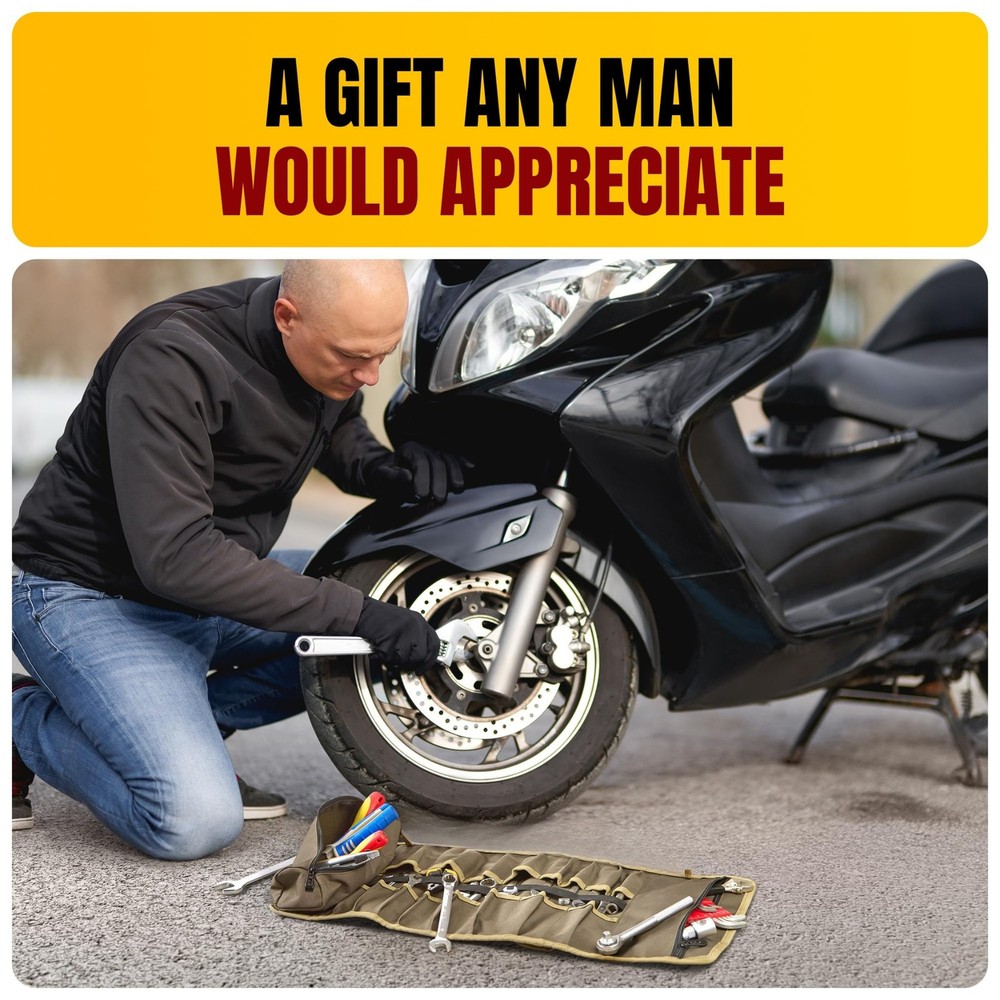 Ryker Heavy-Duty Canvas Tool Roll Organizer - Wrenches, Sockets & Hand Tools