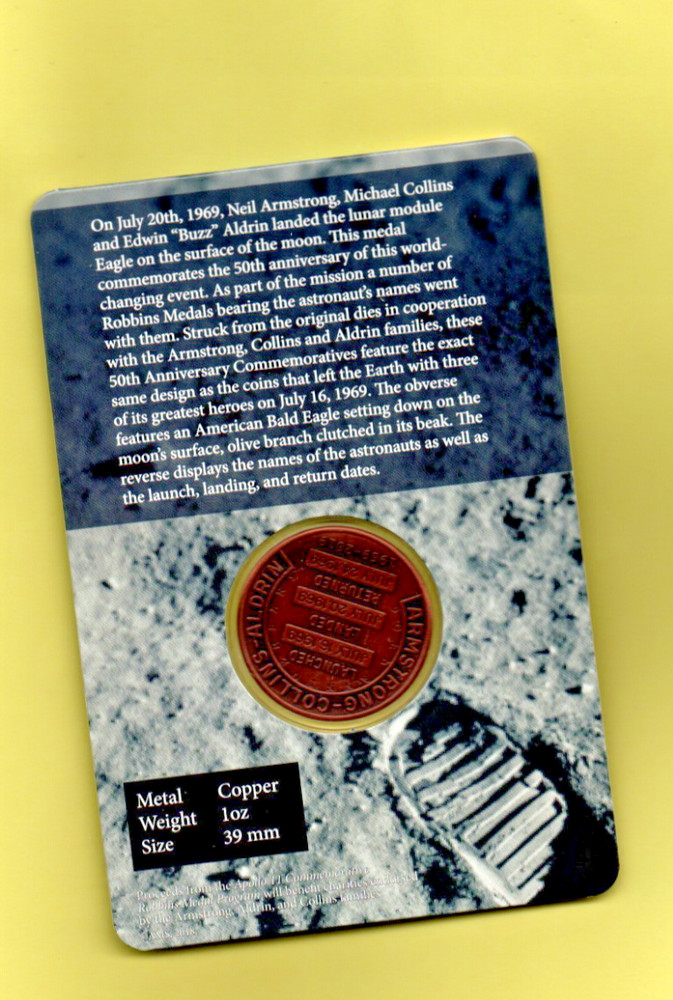 Apollo 11 50th Anniversary Copper Commemorative Coin