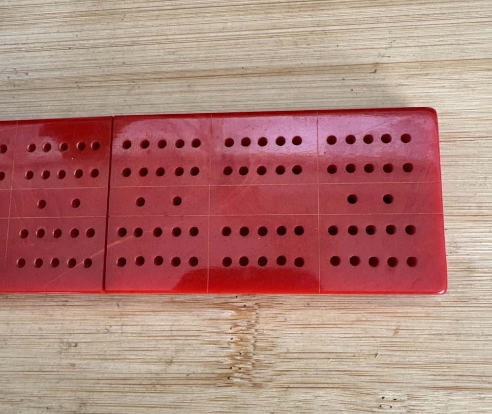 Bakelite Catalin Red Cream Swirl Cribbage Board