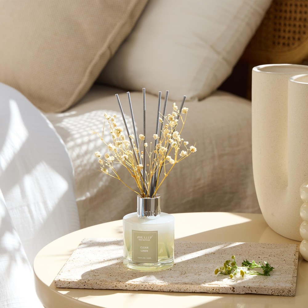 Reed Diffuser Set,3.38 fl oz (100 ml) - Clean Linen Oil Diffusers with 8 Reed...