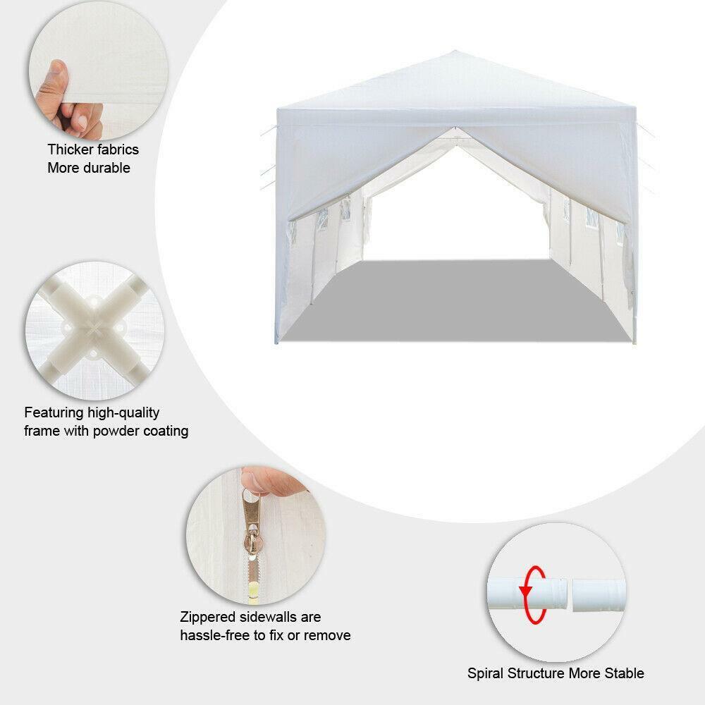10'x30' Outdoor Gazebo Canopy Tent Wedding Party Tent Patio /w 8 Removable Walls