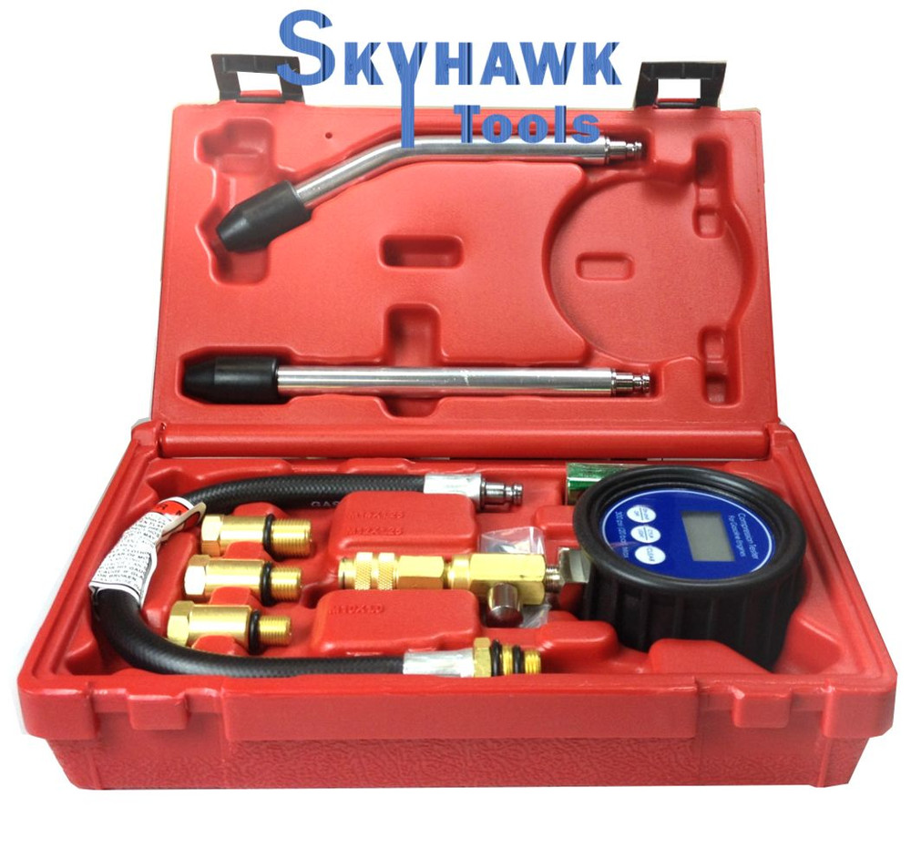 PRO Engine Compression Tester PETROL LCD Digital Gauge SCALE DIAGNOSTIC Kit