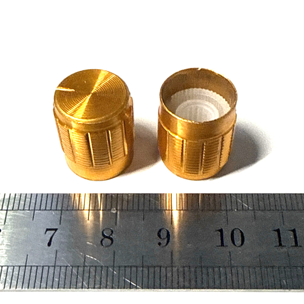 set of 2 knobs OD = 15 mm for push it in 6 mm shaft 0.25 inch DARK GOLD