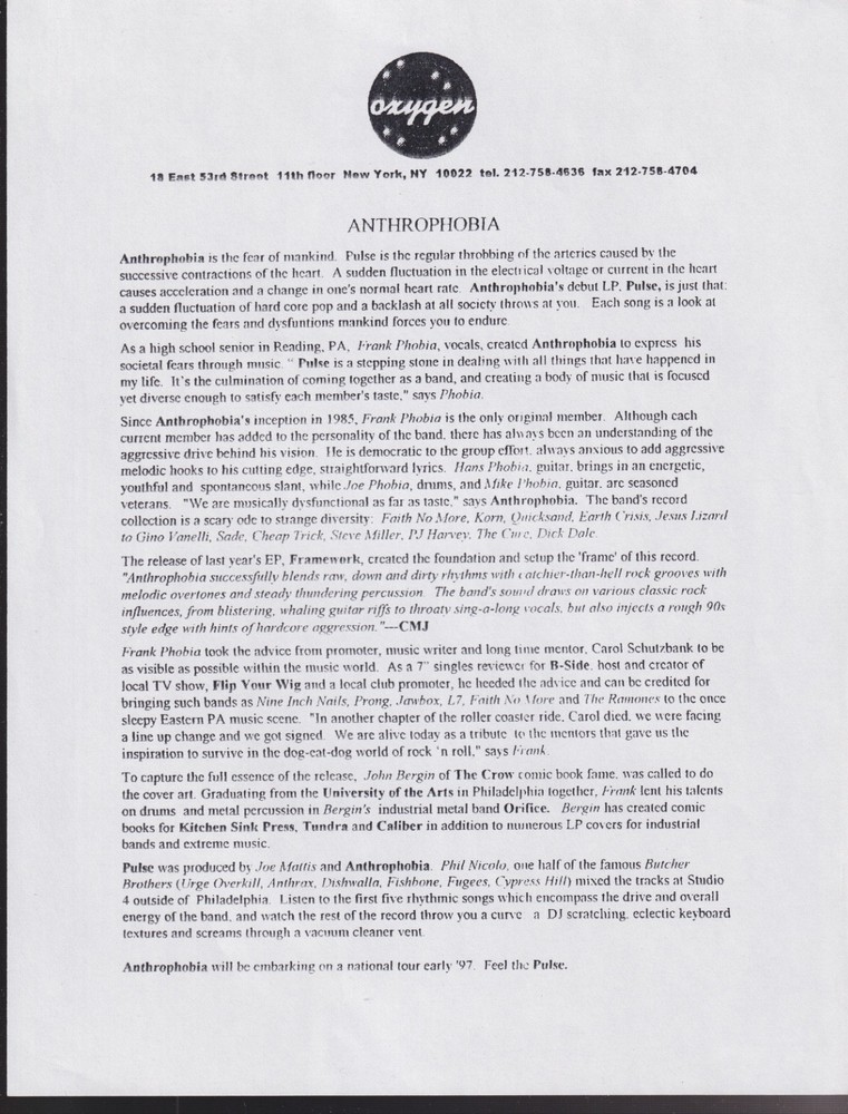 anthrophobia press kit for pulse