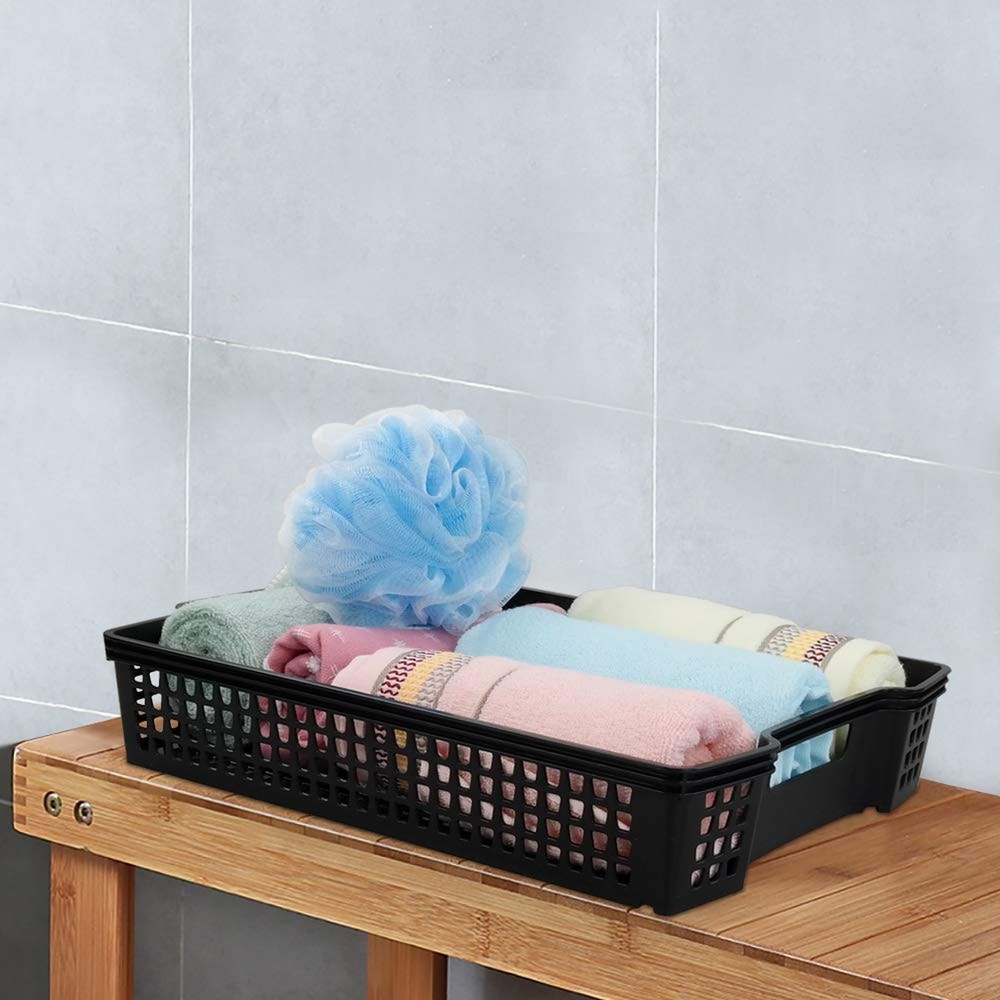 Stackable Kitchen Office Desk File Basket Trays, Black, 6 Packs