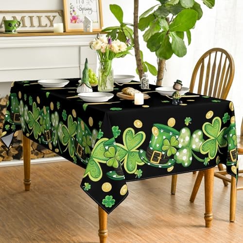 St. Patrick's Day Tablecloth 60×120 Inch, 60" x 120" (Rectangular) Black