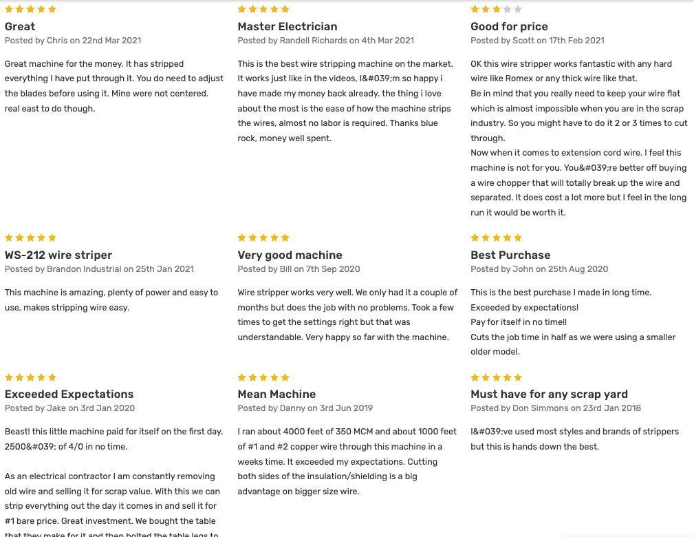 NEW BLUEROCK Tools WS-212 Wire Stripping Machine - Motorized Copper Stripper