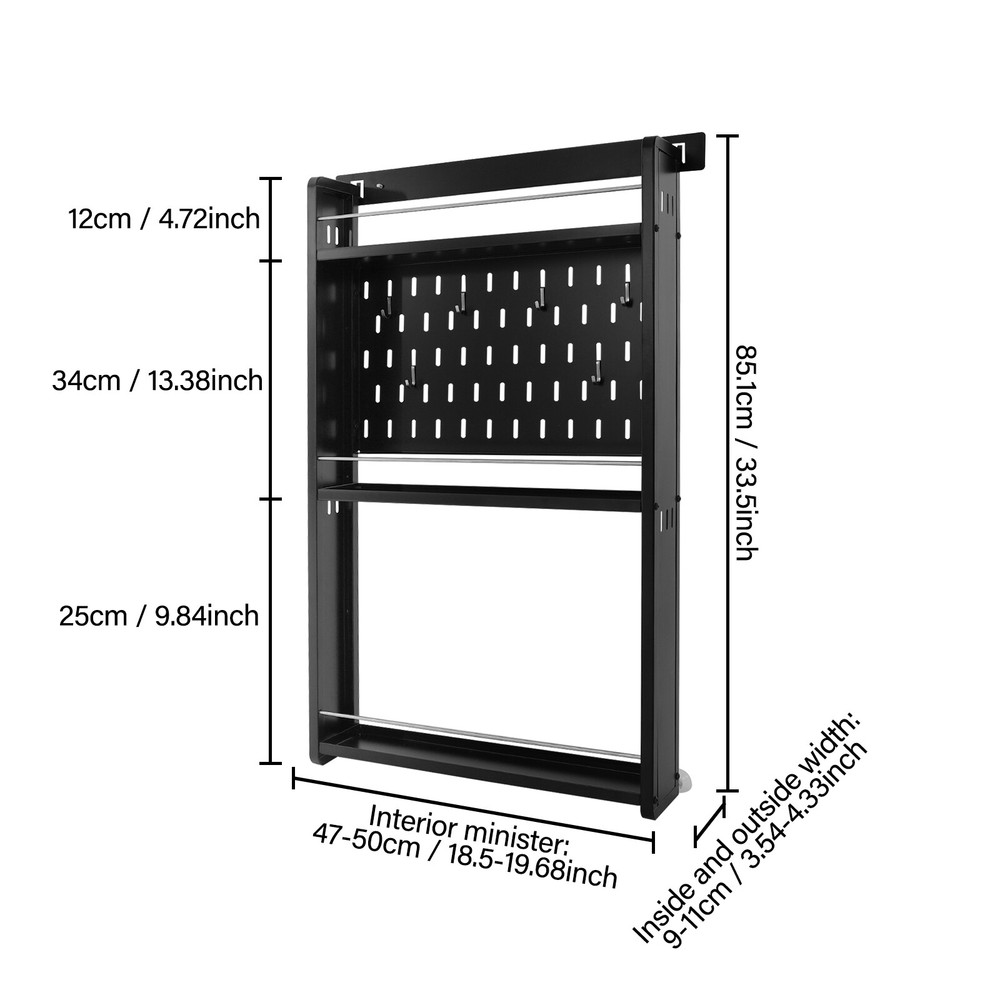 3-Tier Wall-Mounted Storage Rack with 6 Hooks for Kitchen & Home Use
