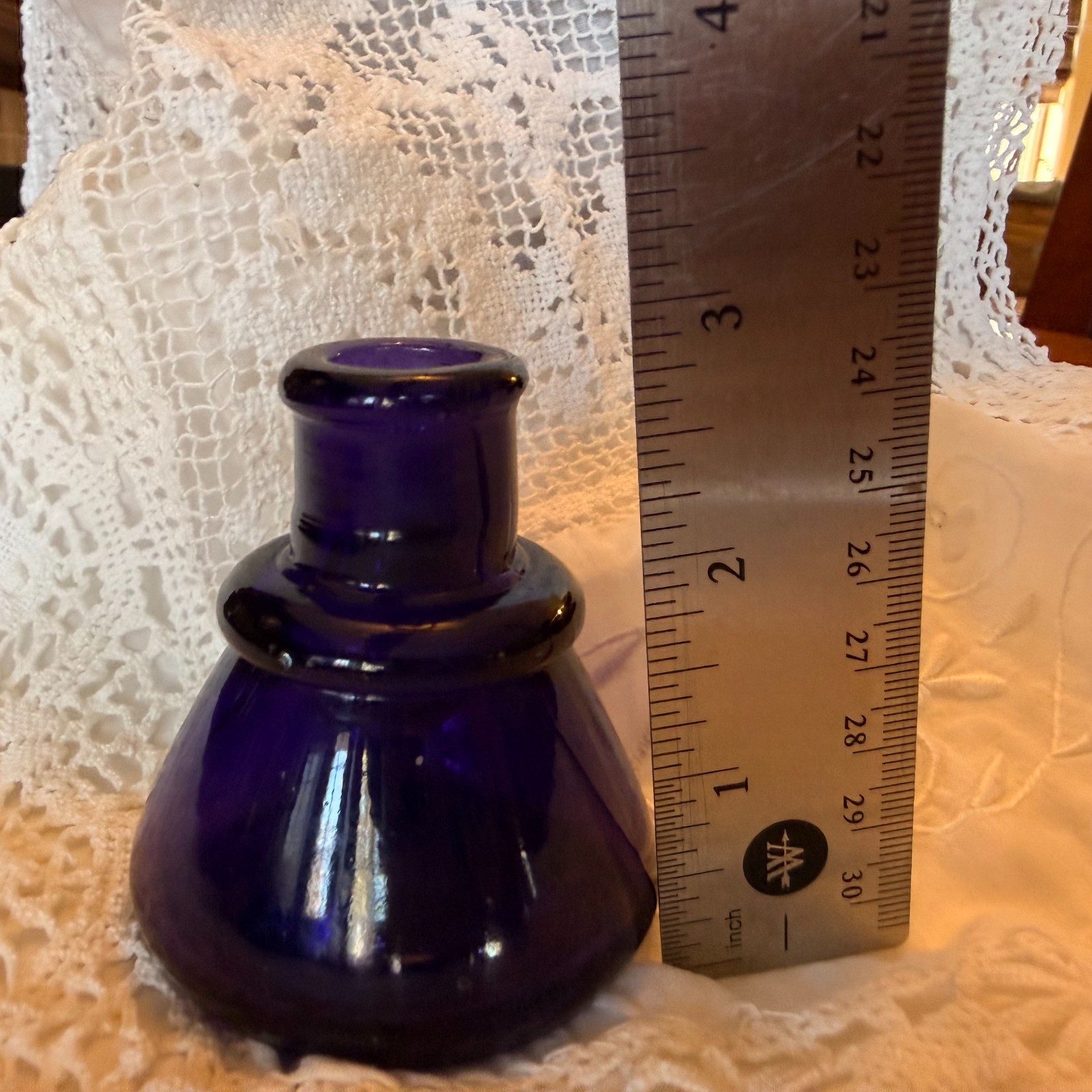 Antique Purple Amethyst Color Cone Shaped Ink Well Hand Blown 1890s